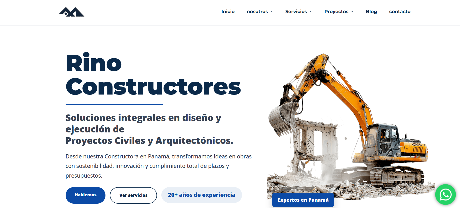 Diseño de página web de Rino Constructores
