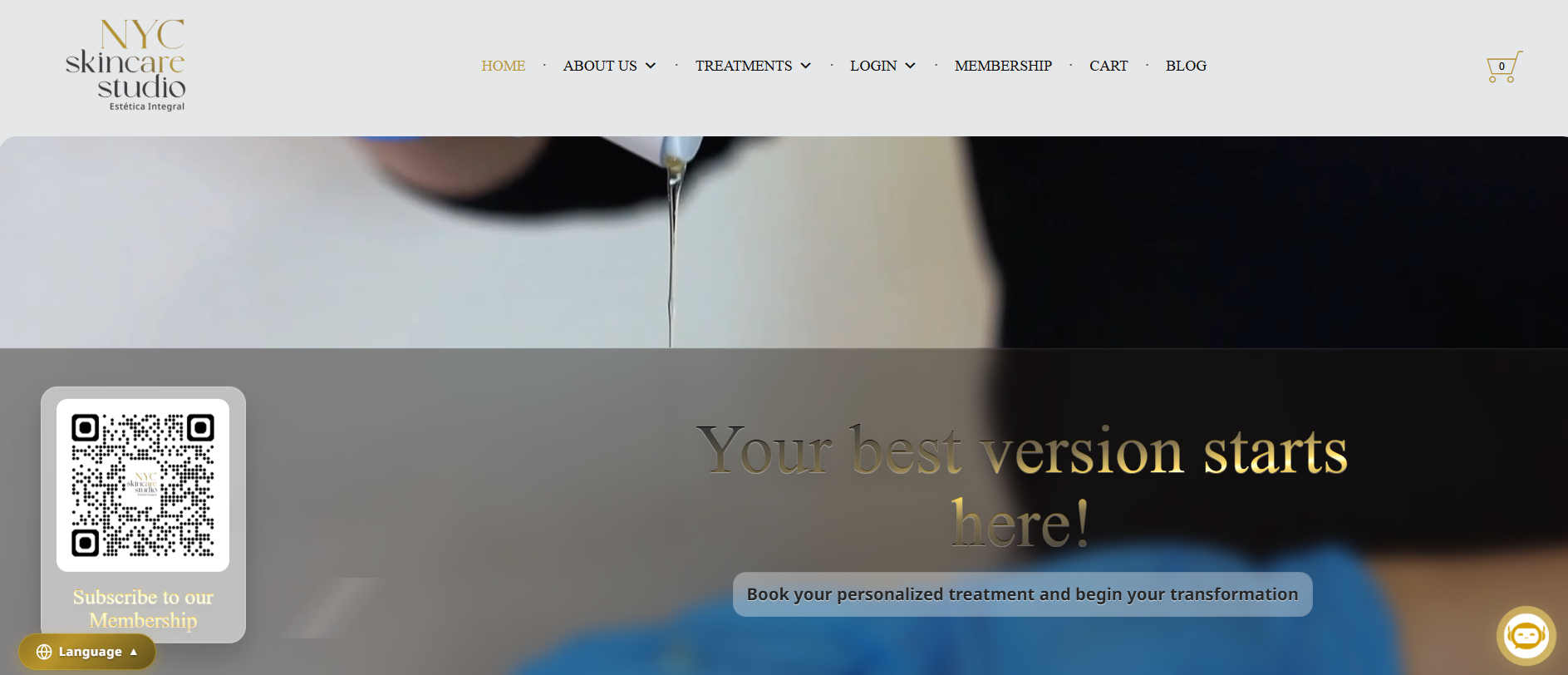 Diseño de página web para NYC Skin Care Studio