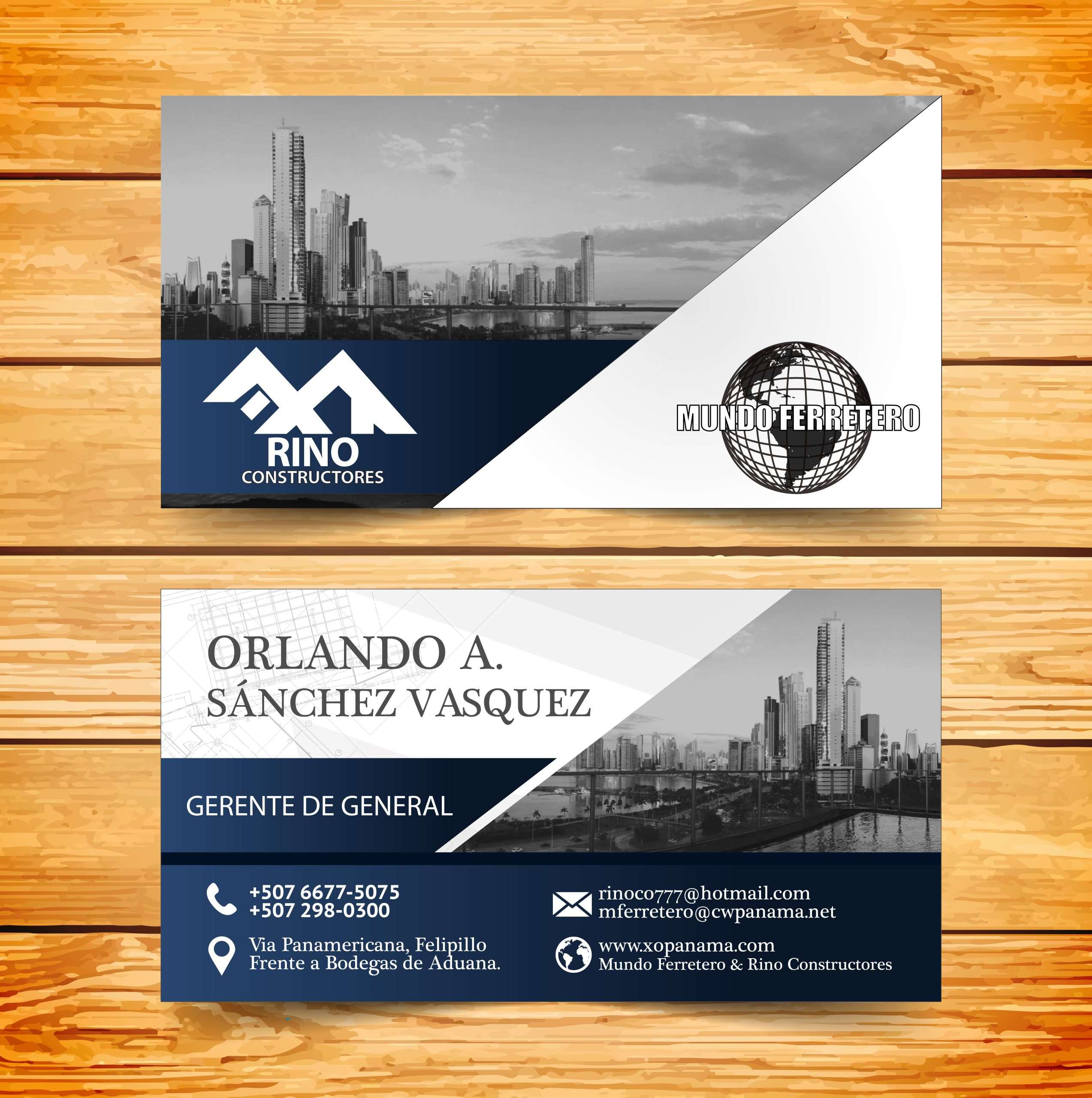 TARJETAS DE PRESENTACION MUNDO Y RINO