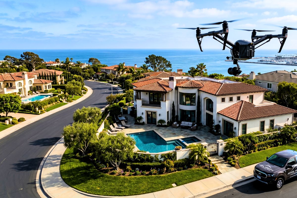 Fotografía aérea con dron para residencia de lujo